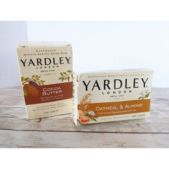Yardley London Bar Soap Set of 2 New 4.25oz each Oatmeal & Almond, Cocoa Butter - Picture 1 of 8